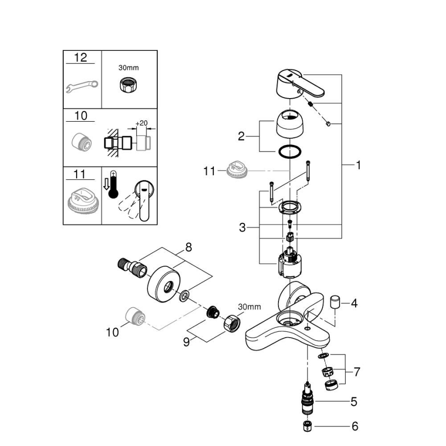 GROHE 32887000 - Grifo de bañera GET DN 15, cromado brillante