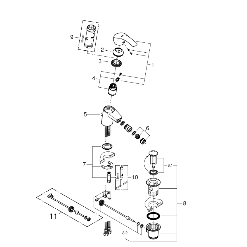 GROHE 32929002 - Grifo de bidé EUROSMART, tamaño S, acabado en cromo brillante
