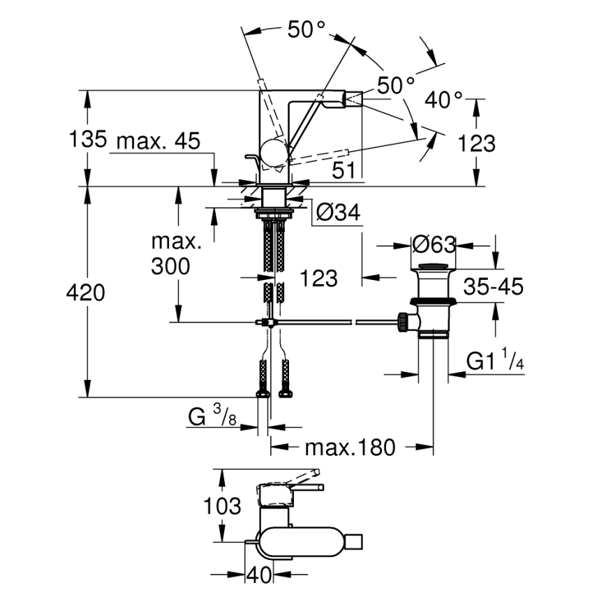 GROHE 33241003 - Grifo para bidé PLUS cromo brillante