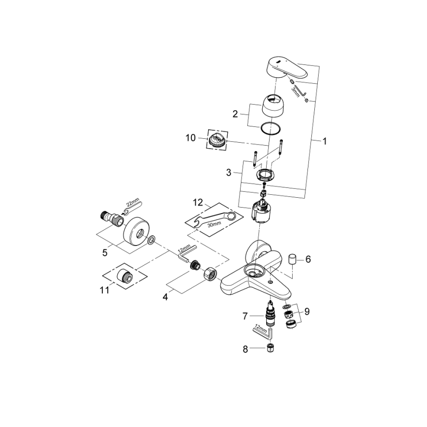 GROHE 33390002 - Grifo monomando para bañera EURODISC COSMOPOLITAN DN 15, acabado cromado brillante