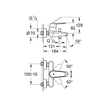 GROHE 33390002 - Grifo monomando para bañera EURODISC COSMOPOLITAN DN 15, acabado cromado brillante