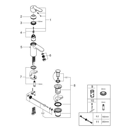 GROHE 3355220E - Grifo de lavabo EUROSTYLE COSMOPOLITAN tamaño S, acabado cromado