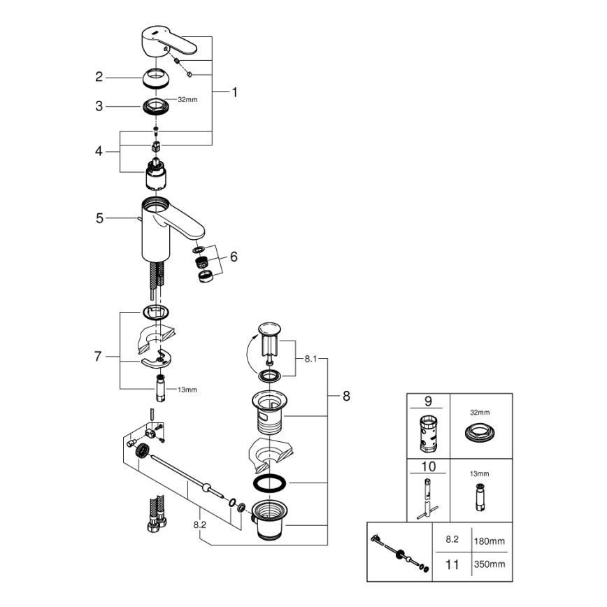 GROHE 3355220E - Monomando para lavabo EUROSTYLE COSMOPOLITAN, cromo brillante