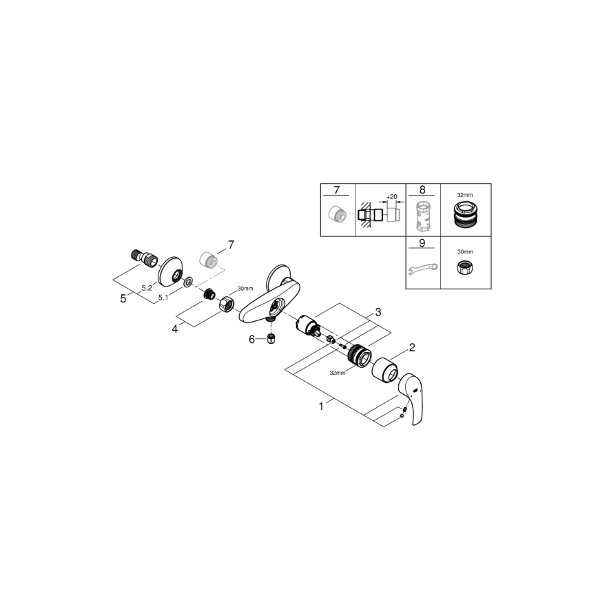 GROHE 33555002 - Monomando de ducha EUROSMART DN 15 cromado brillante
