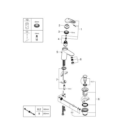 GROHE 33558LS3 - Grifo para lavabo EUROSTYLE, tamaño S, color blanco