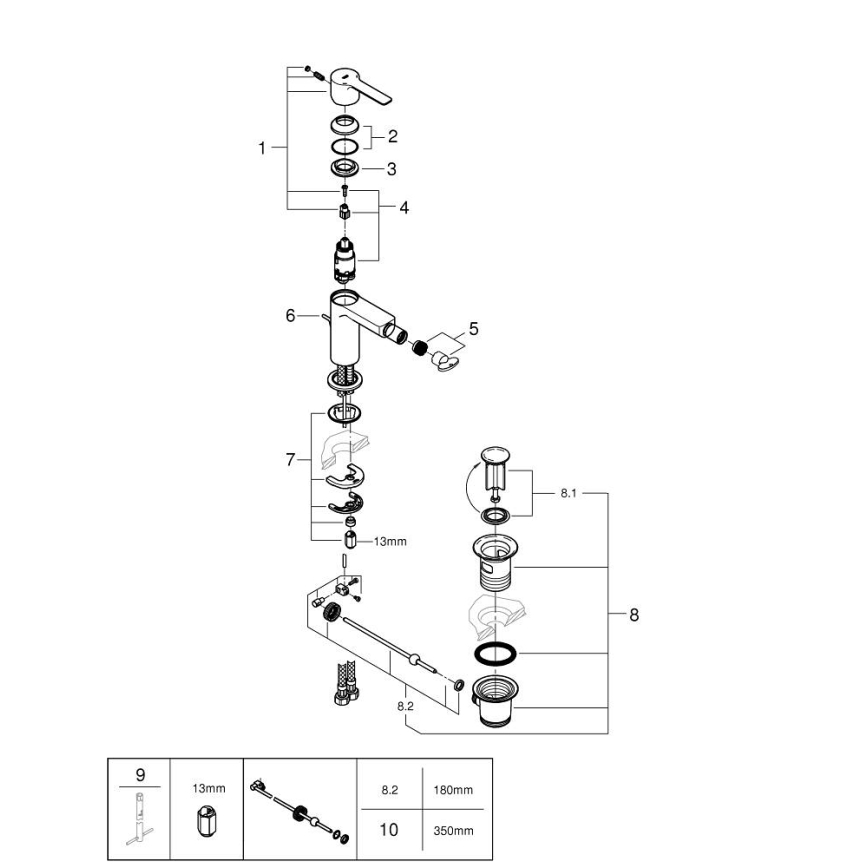 GROHE 33848001 - Grifo para bidé LINEARE DN 15 cromo brillante