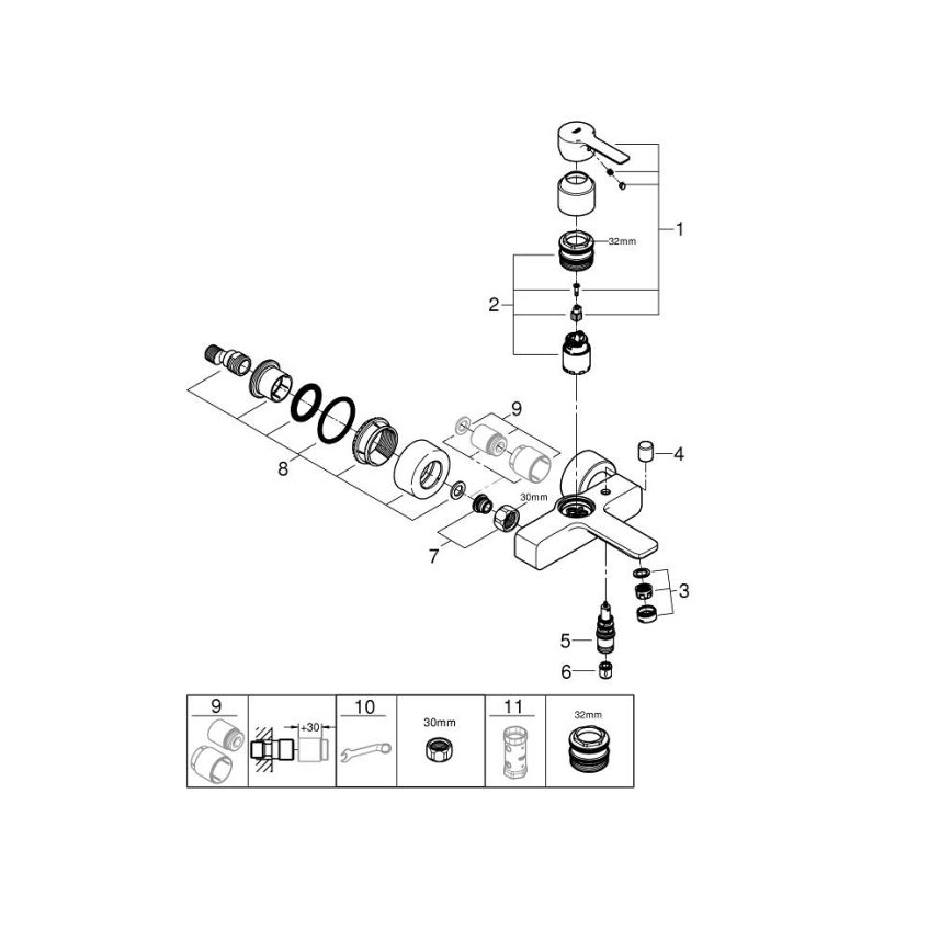 GROHE 33849001 - Grifo monomando para bañera LINEARE DN 15, cromo brillante
