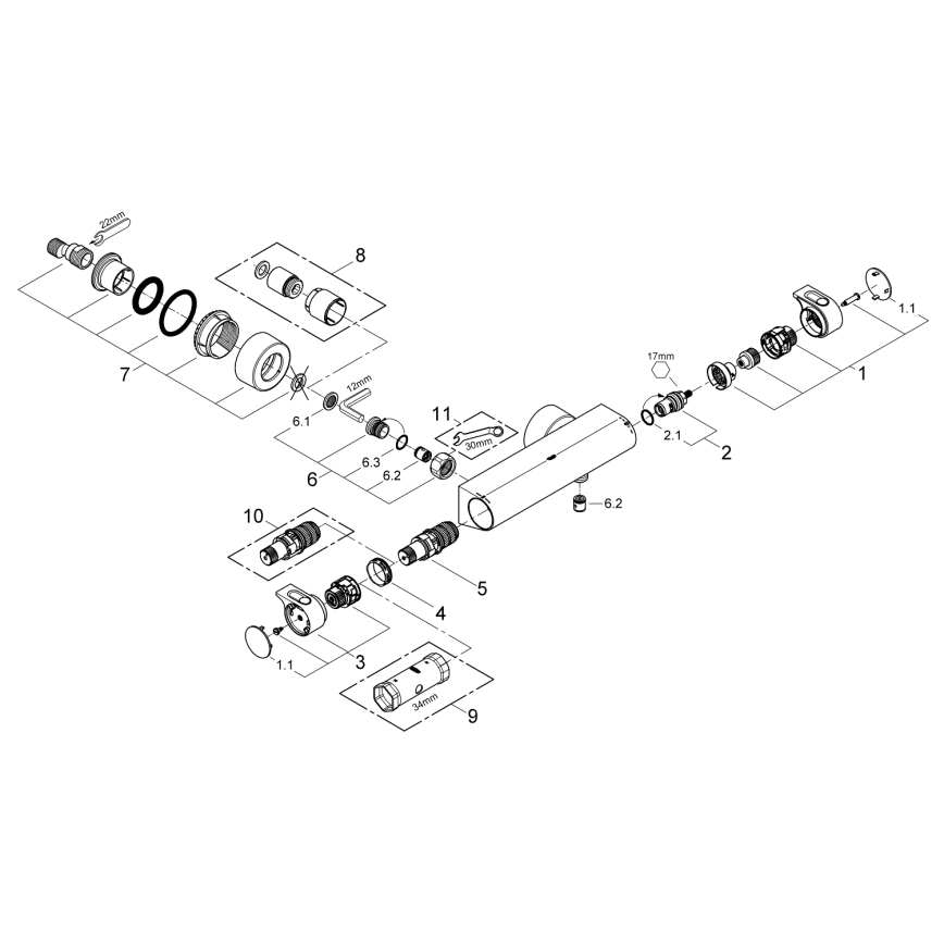 GROHE 34169001 - Batería termostática de ducha GROHTHERM 2000 DN 15 cromo