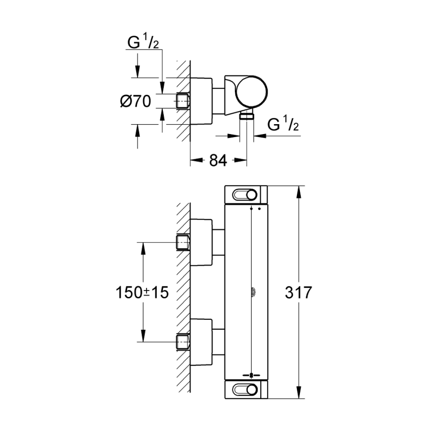 GROHE 34169001 - Batería termostática de ducha GROHTHERM 2000 DN 15 cromo