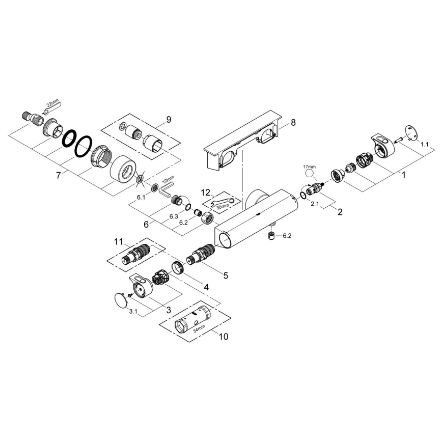 GROHE 34469001 - Grifo termostático de ducha GROHTHERM 2000 DN 15 cromo