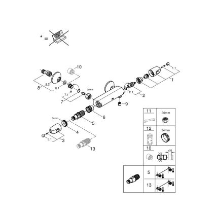 GROHE 34550000 - Grifo termostático de ducha GROHTHERM 1000 DN 15 cromado
