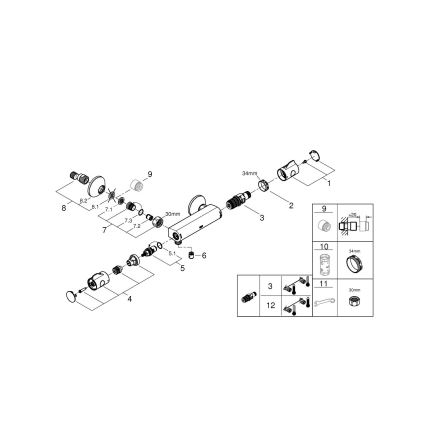 GROHE 34558000 - Mezclador termostático de ducha GROHTHERM 800 DN 15 cromo brillante