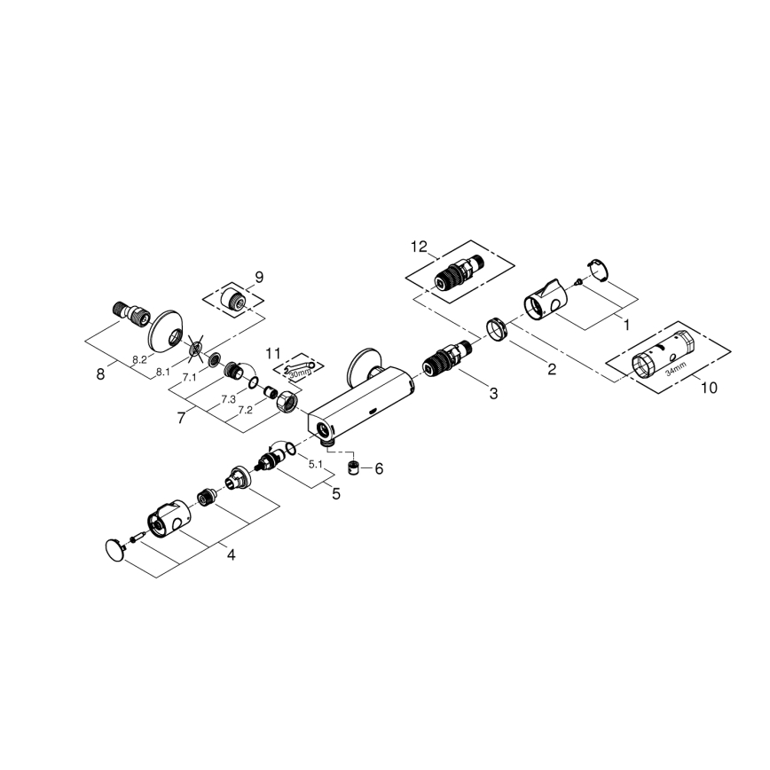 GROHE 34558000 - Mezclador termostático de ducha GROHTHERM 800 DN 15 cromo brillante