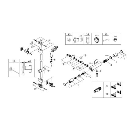 GROHE 345972431 - Mezclador termostático para ducha PRECISION START 12” 60 cm negro