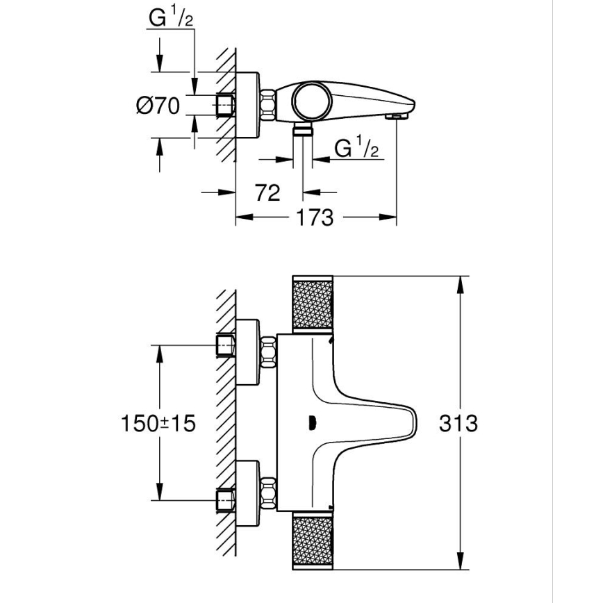 GROHE 34788000 - Mezclador termostático para bañera PRECISION FEEL DN 15, acabado en cromo brillante