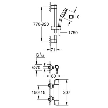 GROHE 34855003 - Mezclador termostático para ducha PRECISION TREND 150 mm cromado