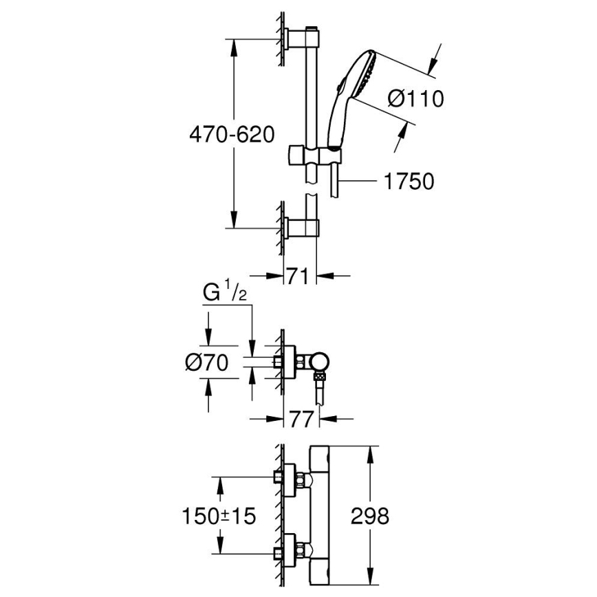 GROHE 34856000 - Grifo termostático para ducha PRECISION GET 600 mm cromado
