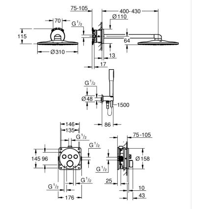 GROHE 34874000 - Sistema de ducha PRECISION SMARTCONTROL de 310 mm, cromado brillante