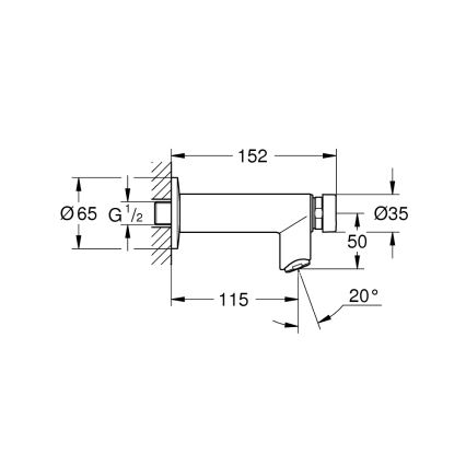 GROHE 36266000 - Válvula de pared con cierre automático EUROECO COSMOPOLITAN T DN 15, acabado cromado