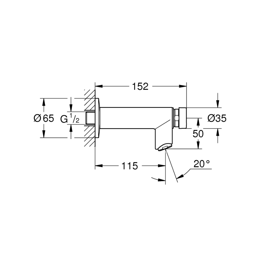 GROHE 36266000 - Válvula de pared con cierre automático EUROECO COSMOPOLITAN T DN 15, acabado cromado