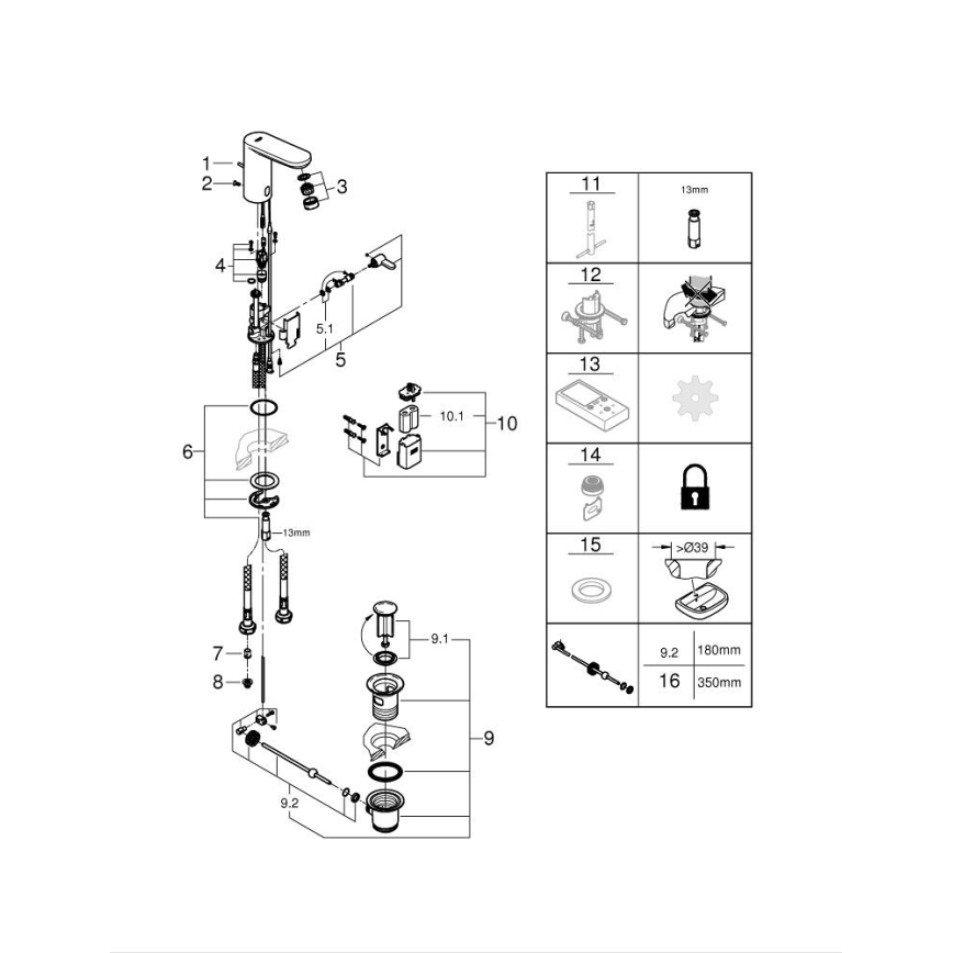 GROHE 36331001 - Grifo monomando para lavabo EUROECO 1 14” cromado brillante