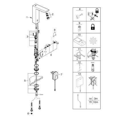 GROHE 36440000 - Grifo electrónico con sensor infrarrojo para lavabo EUROCUBE E DN 15 cromo