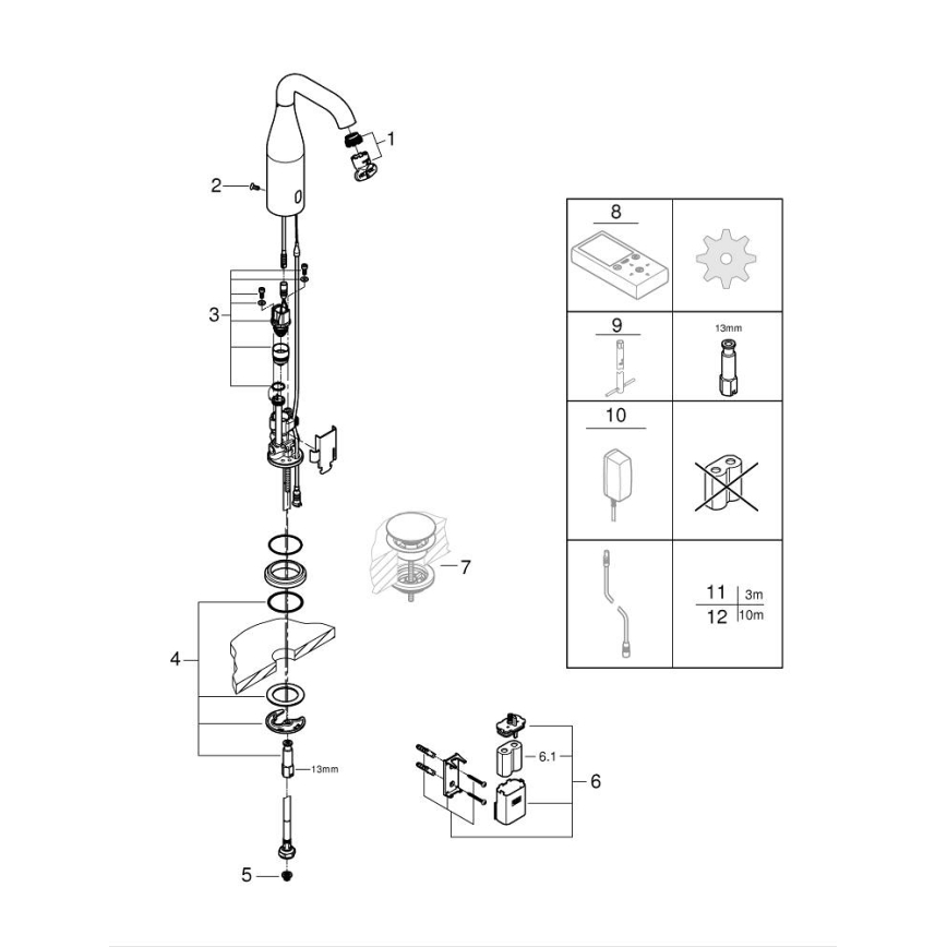 GROHE 36446000 - Grifo electrónico con sensor ESSENCE E, cromo brillante