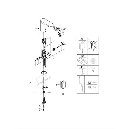 GROHE 36453000 - Grifo electrónico infrarrojo para lavabo BAU COSMOPOLITAN E 123 mm cromado