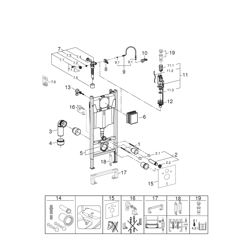 GROHE 36497000 - Módulo para inodoro SOLIDO 1,13 m blanco