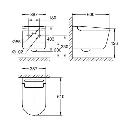GROHE 36507SH0 - Inodoro con función de ducha SENSIA, 600 × 387 × 403 mm, cerámica/blanco