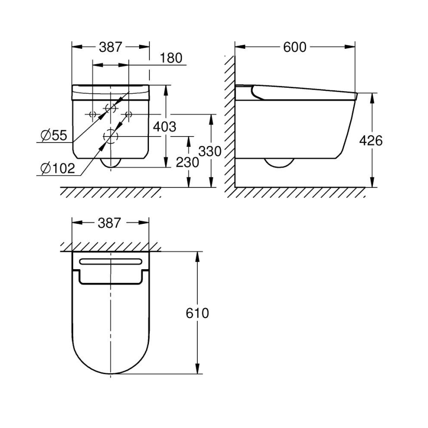 GROHE 36507SH0 - Inodoro con función de ducha SENSIA, 600 × 387 × 403 mm, cerámica/blanco