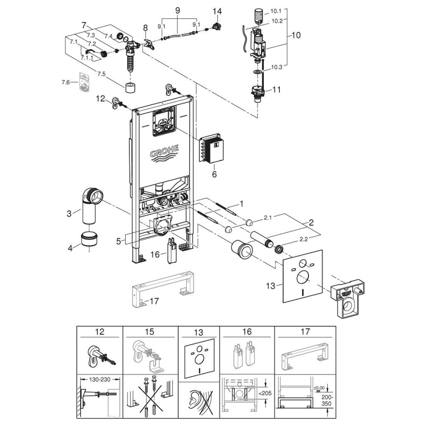 GROHE 36509SH0 - Kit 4 en 1 RAPID SLX 1,13 m acero inoxidable
