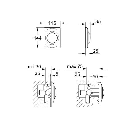 GROHE 37018SH0 - Pulsador de control SURF 116 × 144 mm, blanco