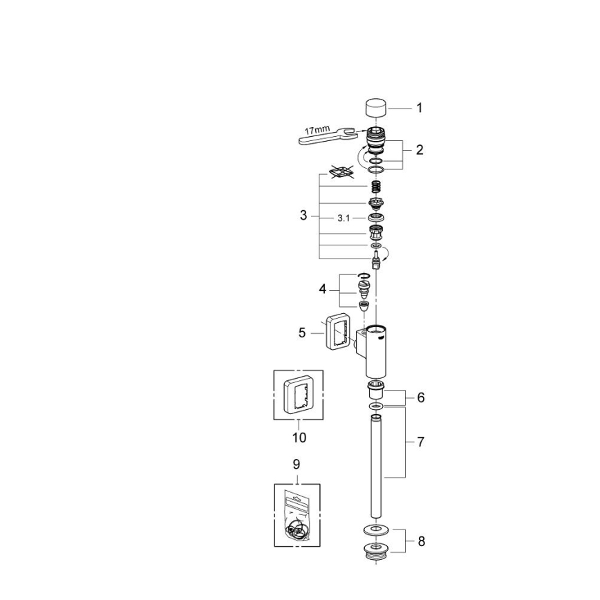 GROHE 37339000 - Válvula de descarga para urinario RONDO 12” cromo brillante
