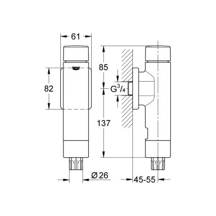 GROHE 37349000 - Válvula de descarga a presión RONDO A.S. 3” cromo brillante