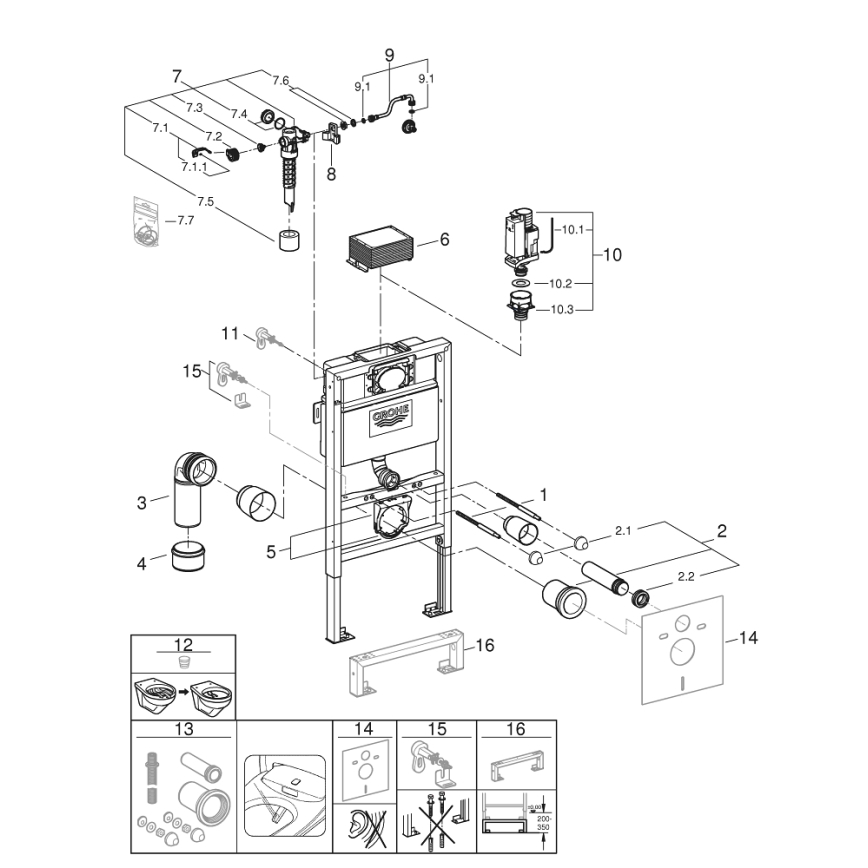 GROHE 38526000 - Módulo para inodoro RAPID SL 0,82 m blanco