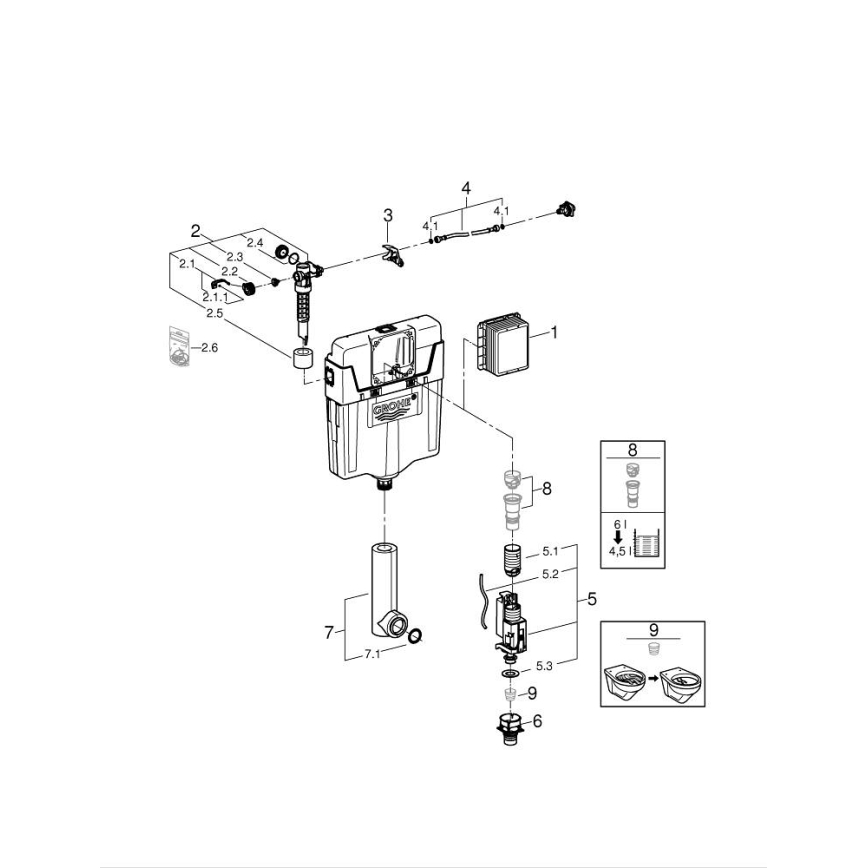 GROHE 38661000 - Cisterna de descarga GD 2, cromado brillante