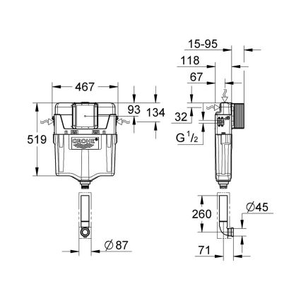 GROHE 38661000 - Cisterna de descarga GD 2, cromado brillante