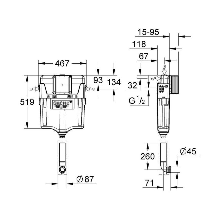 GROHE 38661000 - Cisterna de descarga GD 2