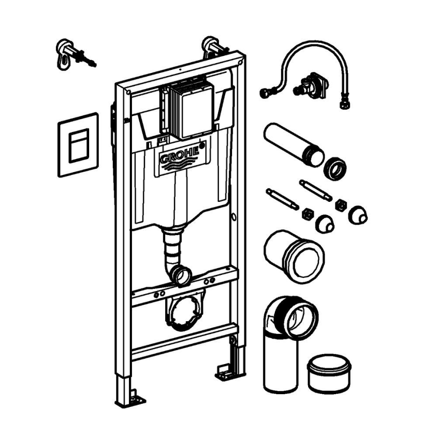 GROHE 388112430 - Juego 3 en 1 para WC SOLIDO 1,13 m cromo mate