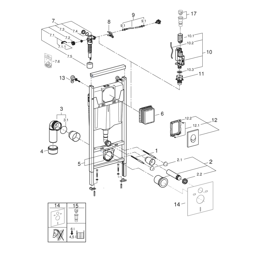 GROHE 38839000 - Juego 3 en 1 WC RAPID SL 1,13 m
