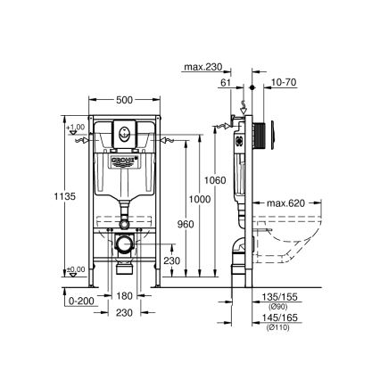 GROHE 38839000 - Juego 3 en 1 WC RAPID SL 1,13 m
