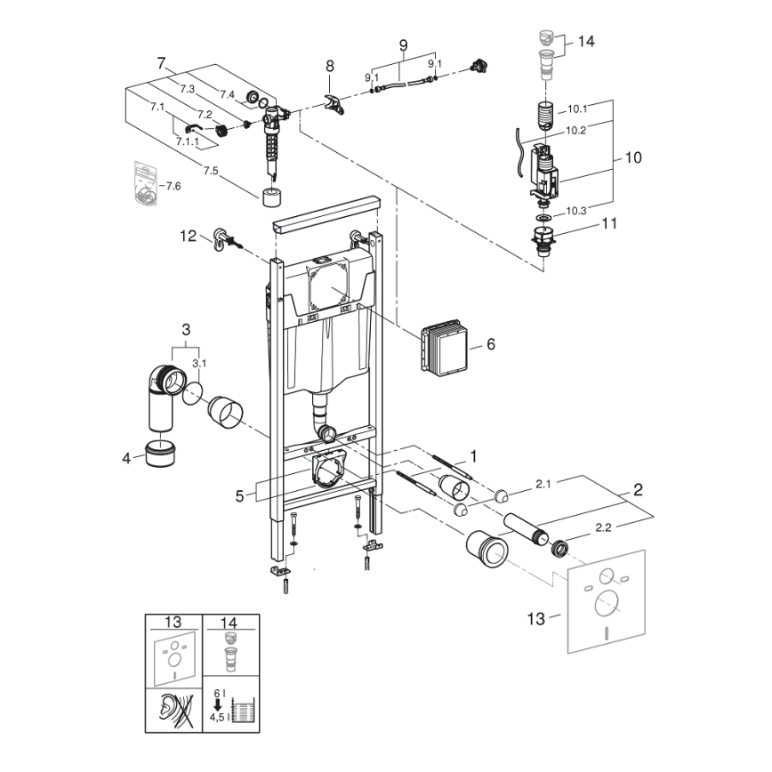 GROHE 38848000 - Módulo para inodoro RAPID SL de 1,13 m