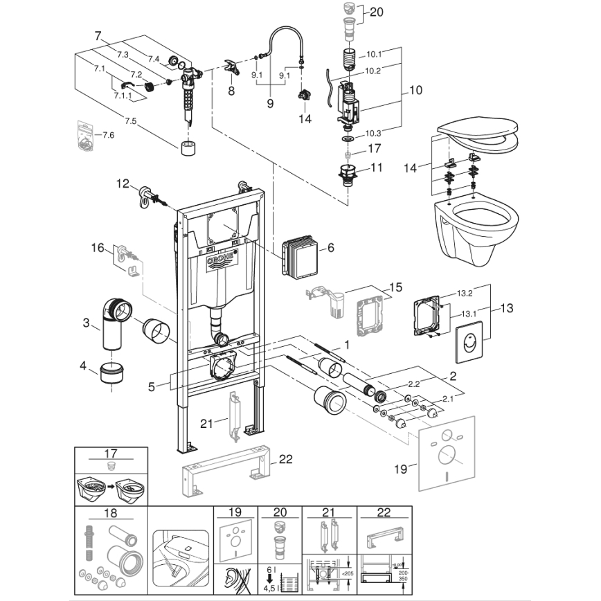 GROHE 39192000 - Juego SOLIDO 4 en 1, 1,13 m, blanco duradero