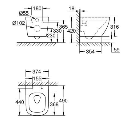 GROHE 39206000 - Inodoro suspendido EURO CERAMIC 49 cm cerámica/blanco