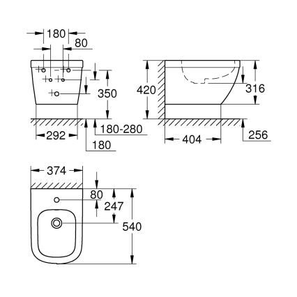 GROHE 39208000 - Bidé suspendido EURO CERAMIC 540 × 375 mm cerámica/blanco
