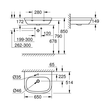 GROHE 39323000 - Lavabo EURO CERAMIC 650 × 514 mm cerámica/blanco