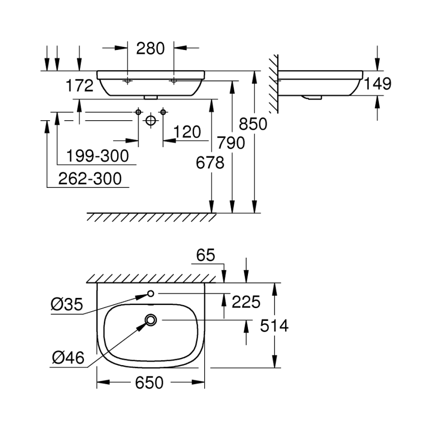 GROHE 39323000 - Lavabo EURO CERAMIC 650 × 514 mm cerámica/blanco