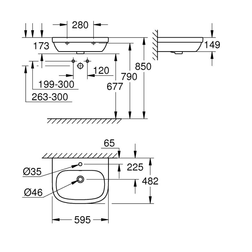 GROHE 39335000 - Lavabo EURO CERAMIC 595 × 482 mm cerámica/blanca