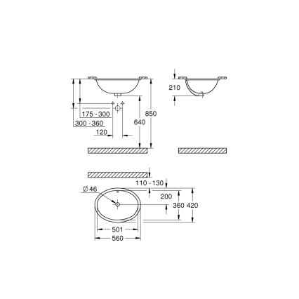 GROHE 39423000 - Lavabo empotrado BAU CERAMIC 560 × 420 mm cerámica/blanco